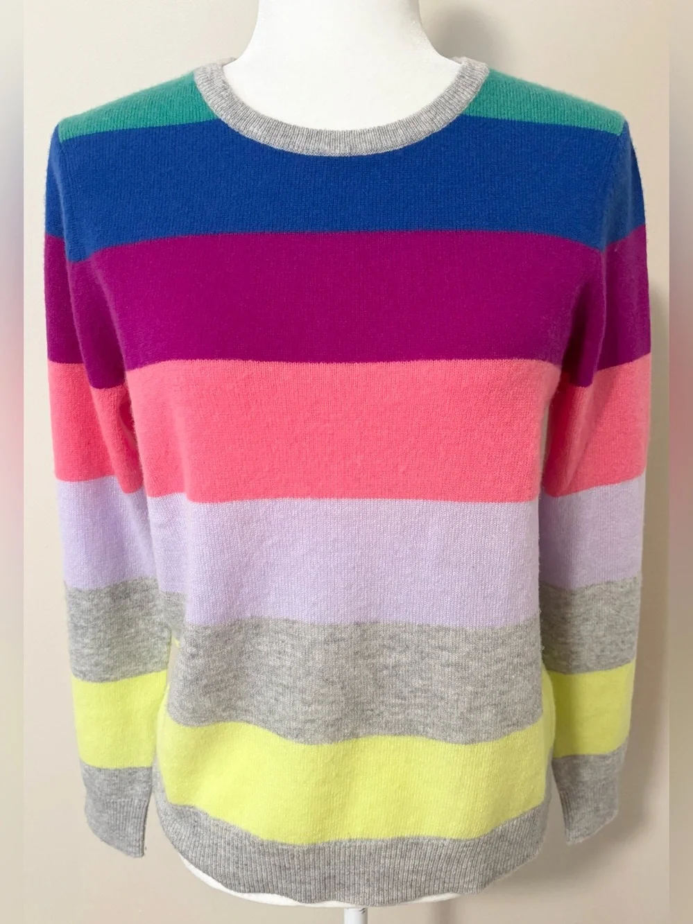 Charter Club Luxury 100% Cashmere Rainbow Striped Sweater